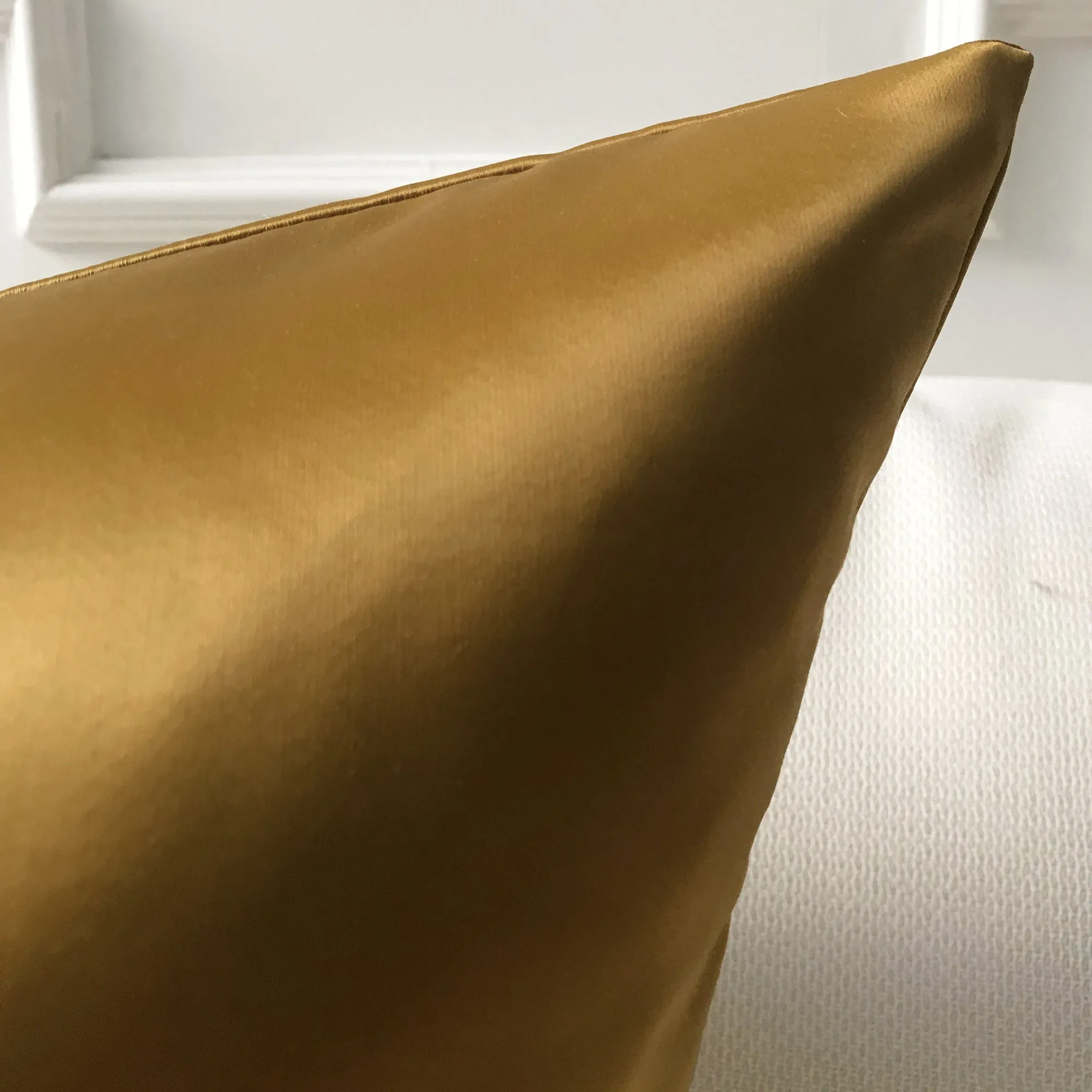 Gold Solid Faux Silk Throw Pillow Cover 24x24