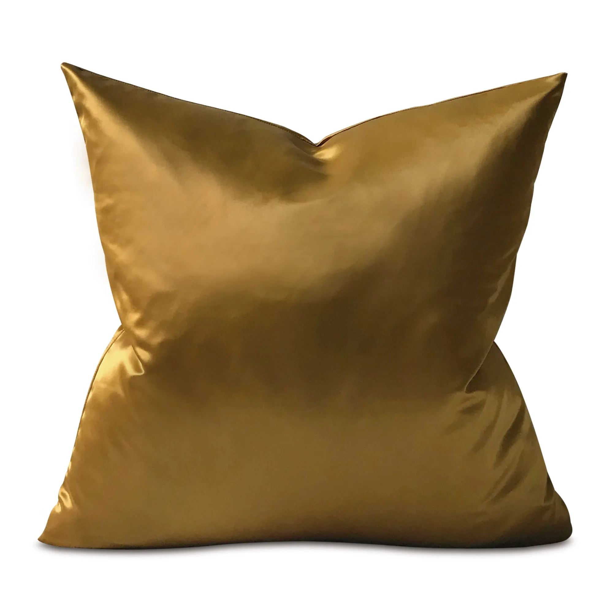 Gold Solid Faux Silk Throw Pillow Cover 24x24