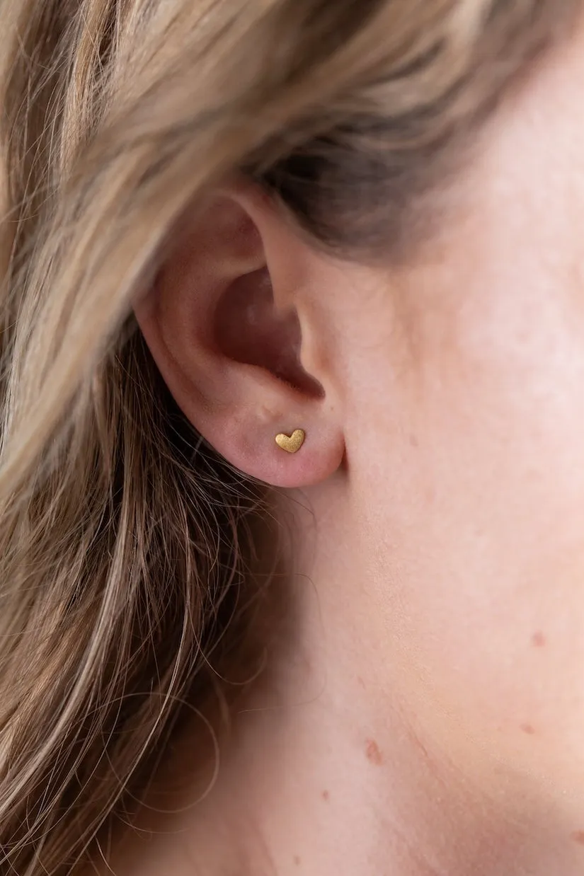 Gold Tiny Heart Studs