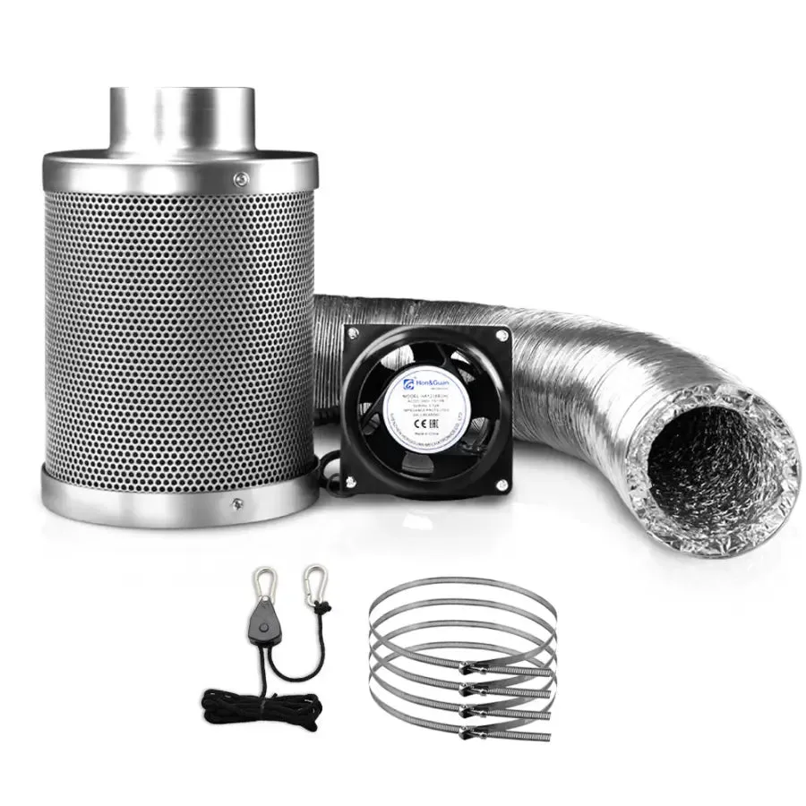 Green Fingers Hydroponics Grow Tent Ventilation Kit Vent Fan Carbon Filter Duct Ducting 4 inch