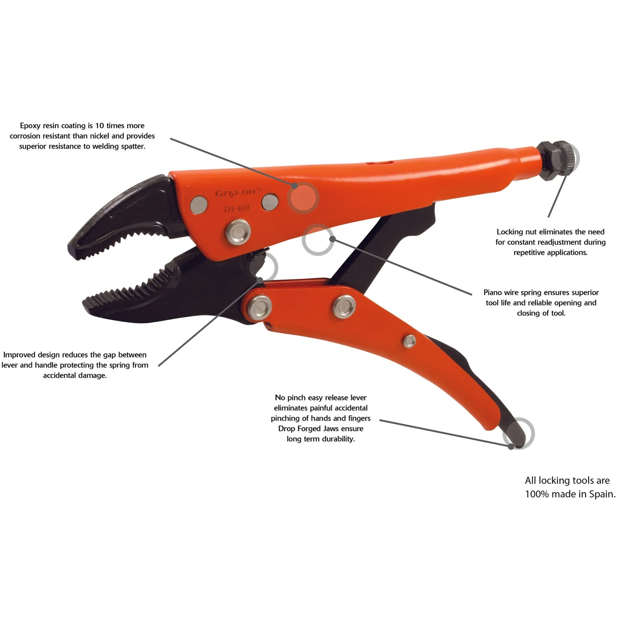 Grip-on® Locking Pliers-Curved Jaws with Wire Cutter