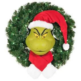 Hallmark 2024 Dr. Seuss's How the Grinch Stole Christmas!™ The Grinch Wreath With Light, Sound and Motion, 24”