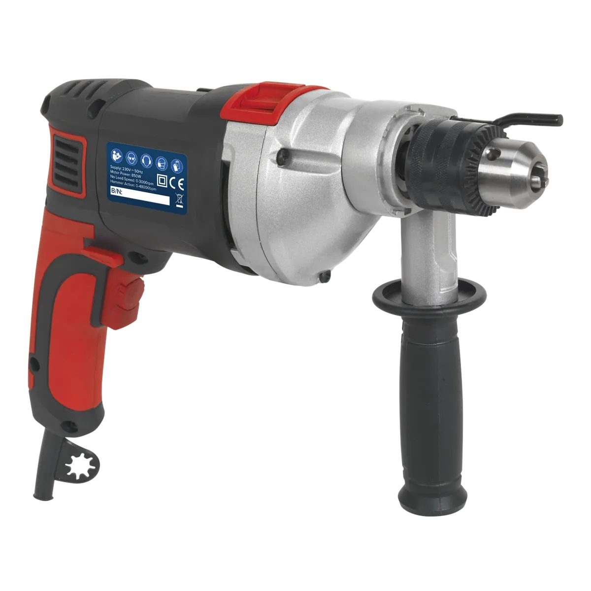 Hammer Drill ¯13mm Variable Speed with Reverse 850W/230V