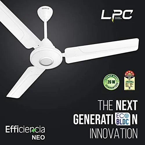 Havells Efficiencia Neo 1200Mm Bldc Motor With Remote Ceiling Fan (Elegant White), 26 Watt, Winner Of National Energy Conservation Award 2021