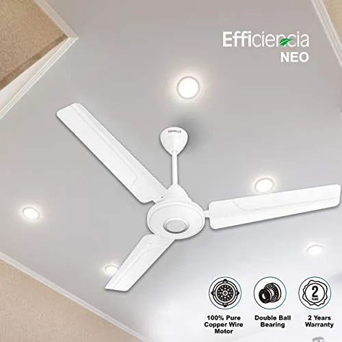 Havells Efficiencia Neo 1200Mm Bldc Motor With Remote Ceiling Fan (Elegant White), 26 Watt, Winner Of National Energy Conservation Award 2021