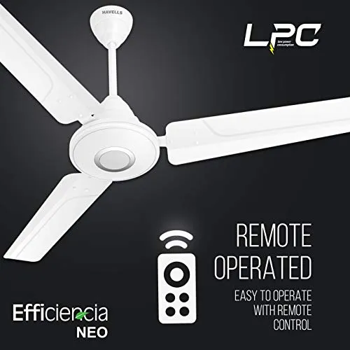 Havells Efficiencia Neo 1200Mm Bldc Motor With Remote Ceiling Fan (Elegant White), 26 Watt, Winner Of National Energy Conservation Award 2021