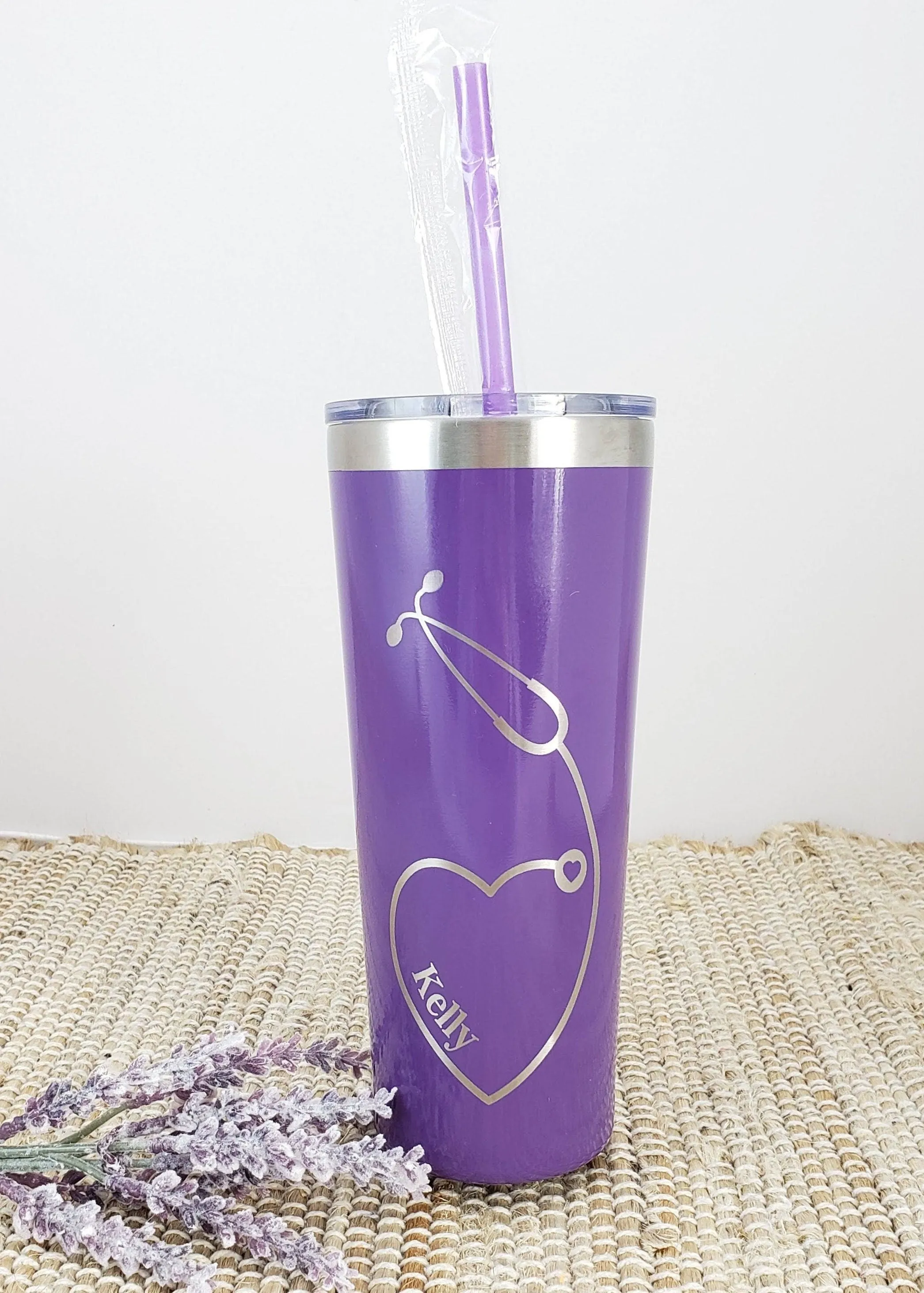 Heart Stethoscope with Name Engraved Personalized Name Tumbler