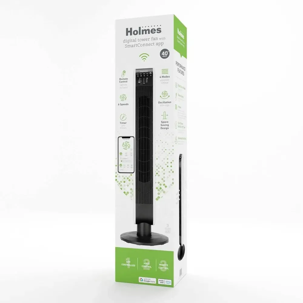 Holmes 40" Oscillating Wi-Fi connect Designer Series Tower Fan