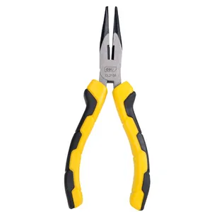 Homdum 8 inch Sturdy Steel long nose plier INGCO 200mm Multi-purpose Needle Nose Mini Plier double color sleeve black & yellow