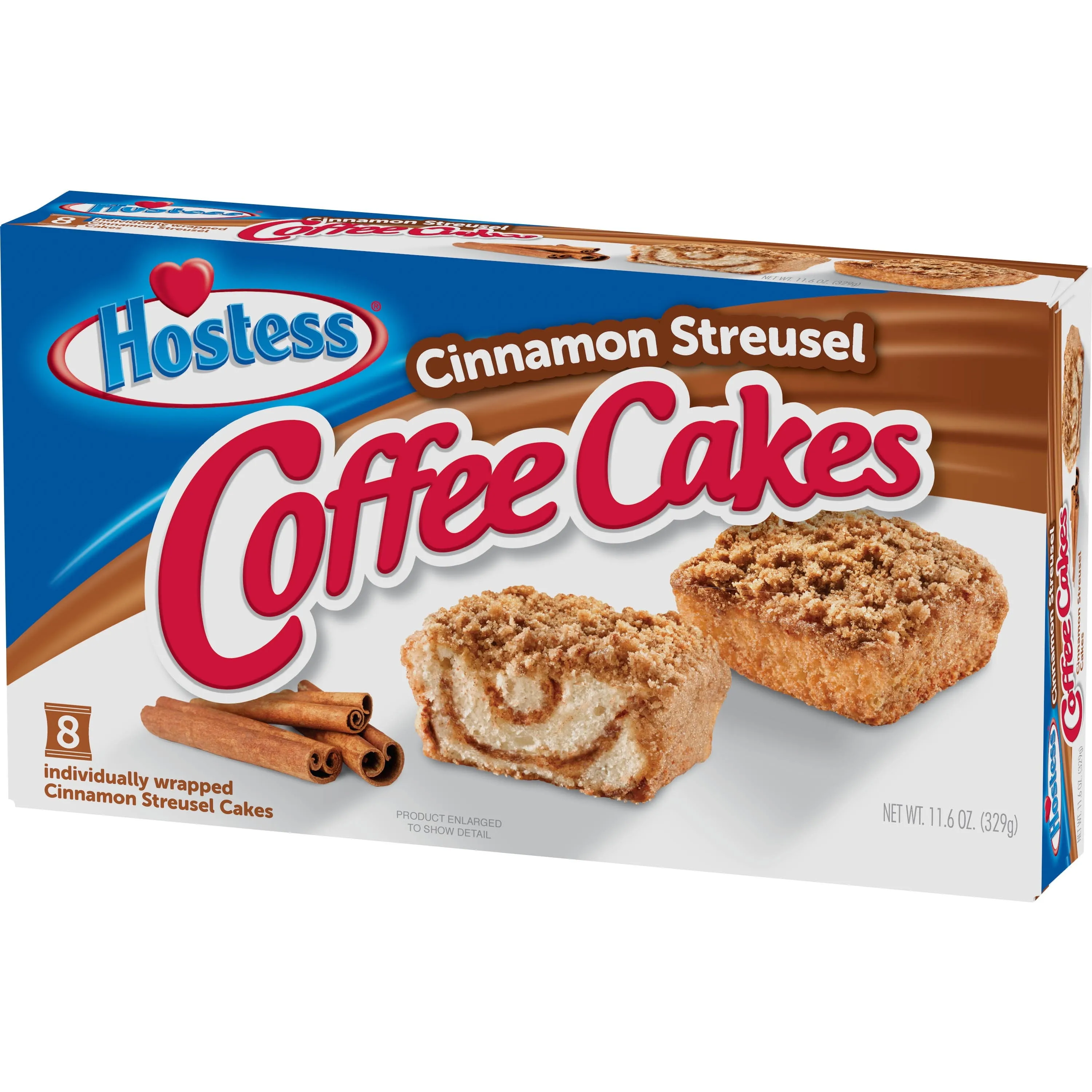 HOSTESS Cinnamon Coffee Cake, Topped with Streusel, Individually Wrapped, 8 Count, 11.6 oz