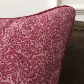 Hot Pink Paisley Cord Edge Throw Pillow Cover 22x22