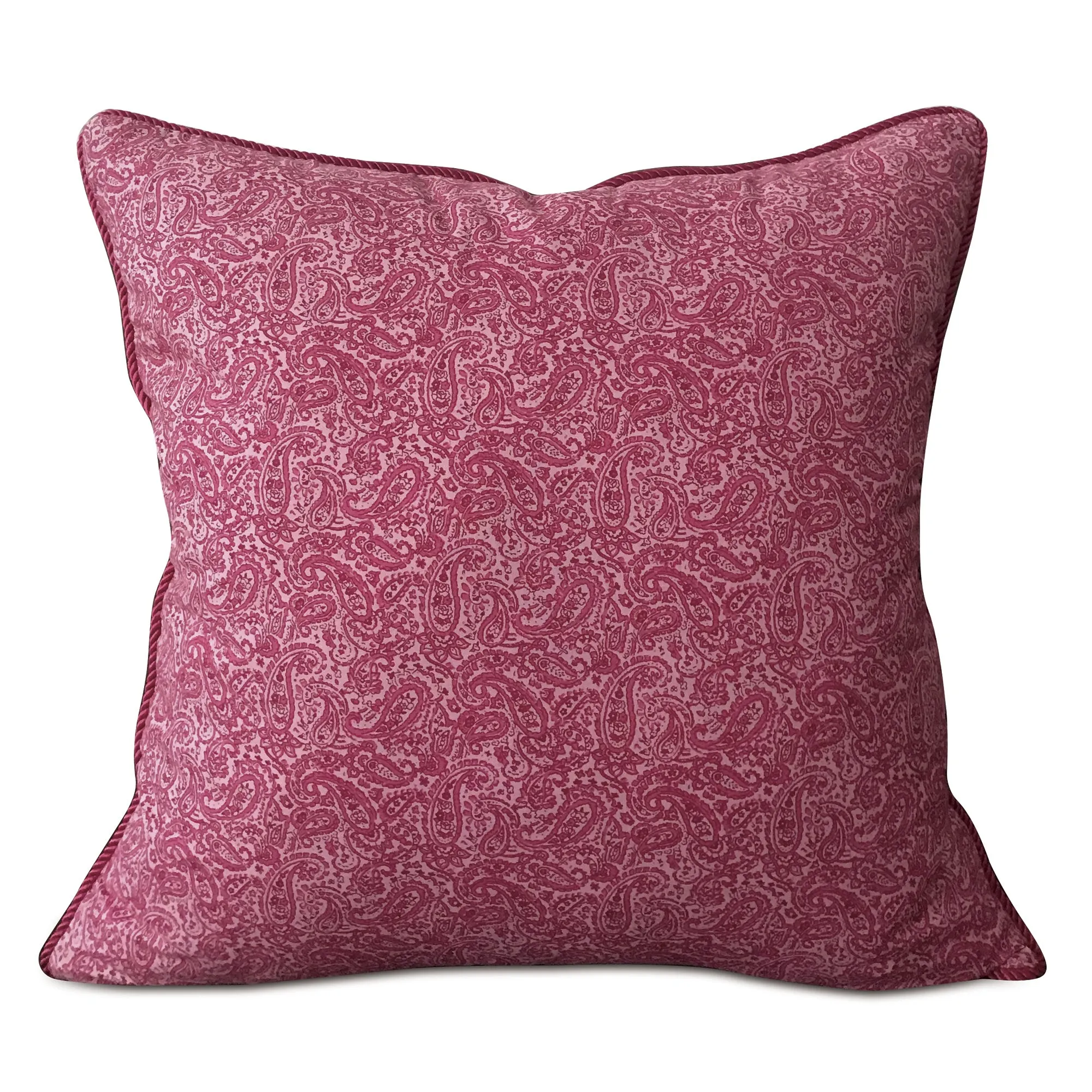 Hot Pink Paisley Cord Edge Throw Pillow Cover 22x22