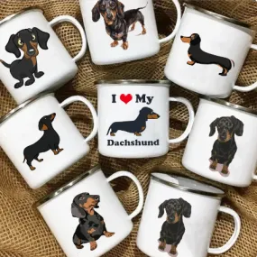 I Love Dachshunds Enamel Mug