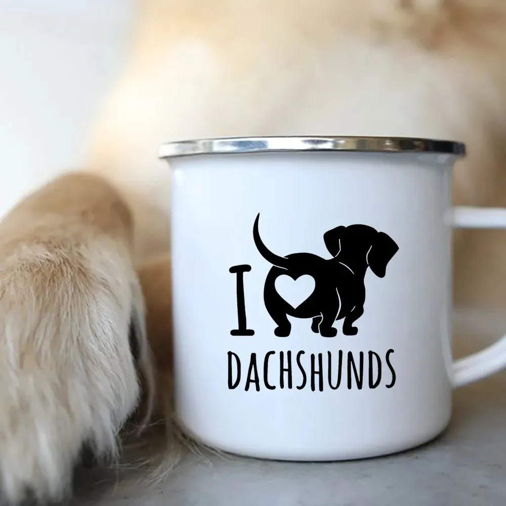 I Love Dachshunds Enamel Mug