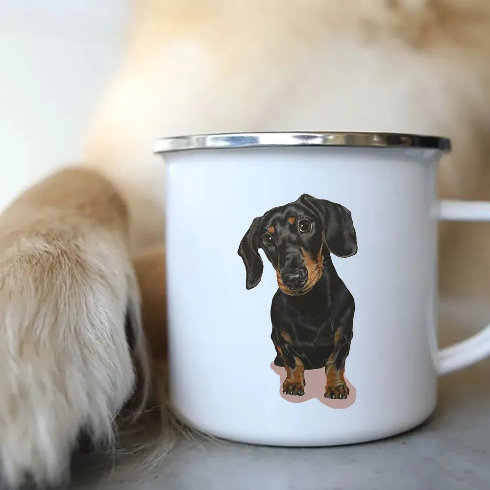 I Love Dachshunds Enamel Mug