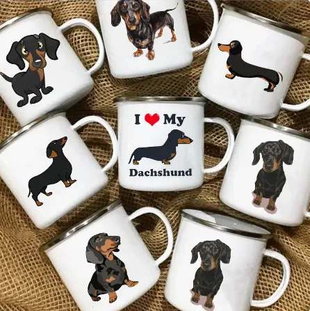 I Love Dachshunds Enamel Mug