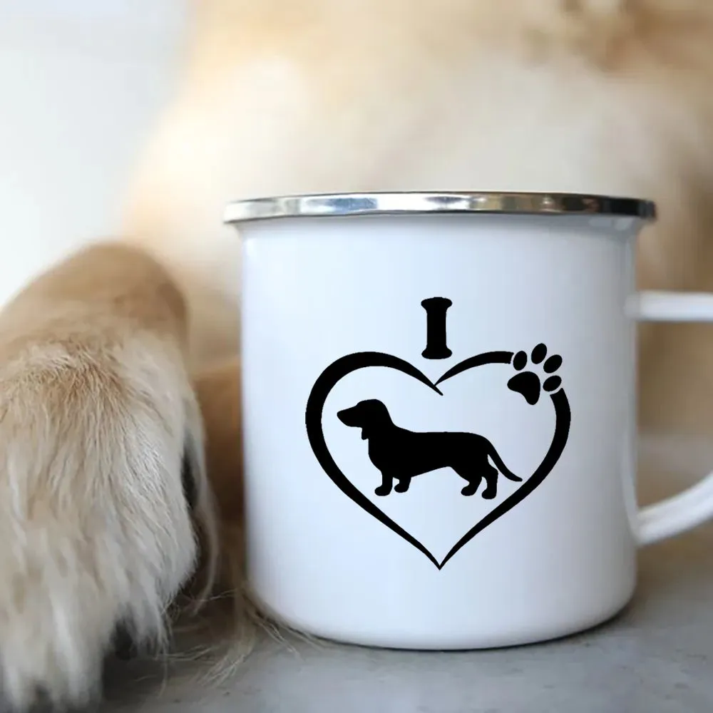 I Love Dachshunds Enamel Mug