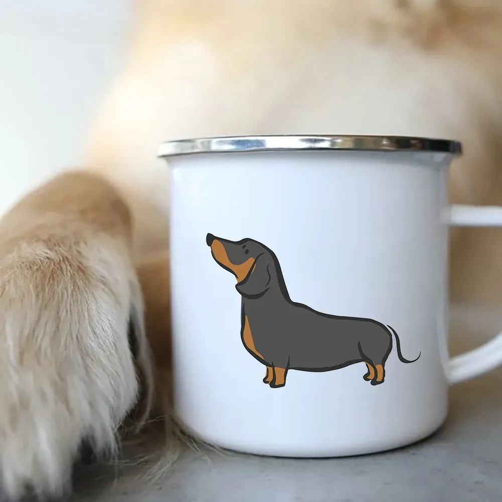 I Love Dachshunds Enamel Mug