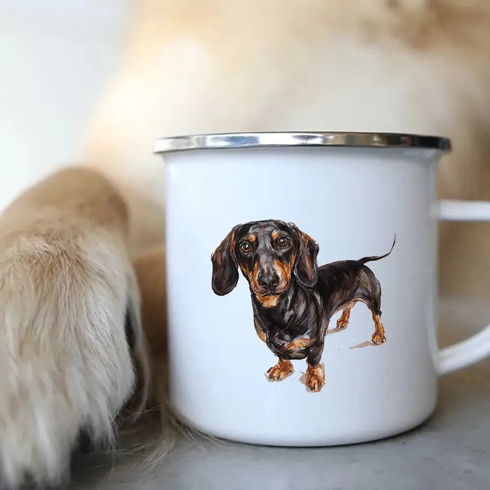 I Love Dachshunds Enamel Mug