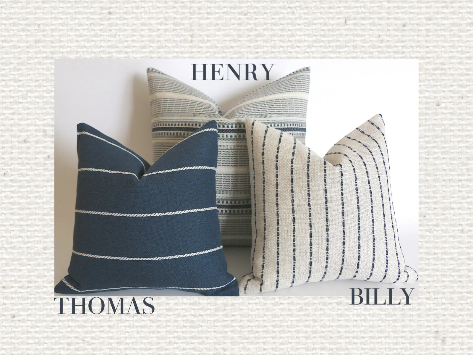 Indigo Farmhouse Collection: Navy Pillow Cover / Vintage Style Pillow Cover / Striped Performance Pillow Cover