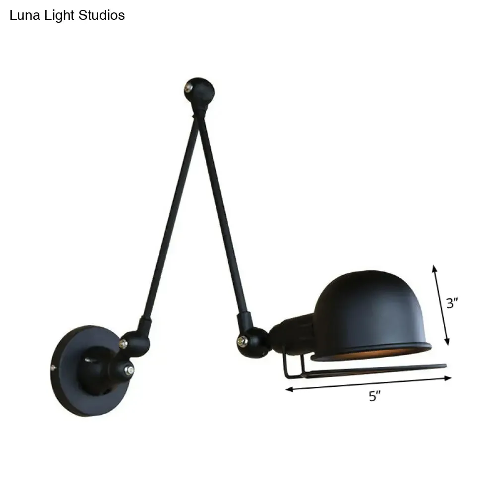 Industrial Black Iron Wall Mount Light Fixture with Rotatable Bowl, 1-Light Task Wall Light with Frame Guard