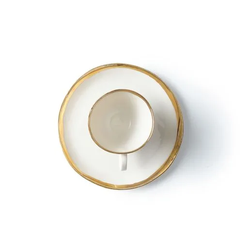 Ivory White Coffee Set with Gold Edge