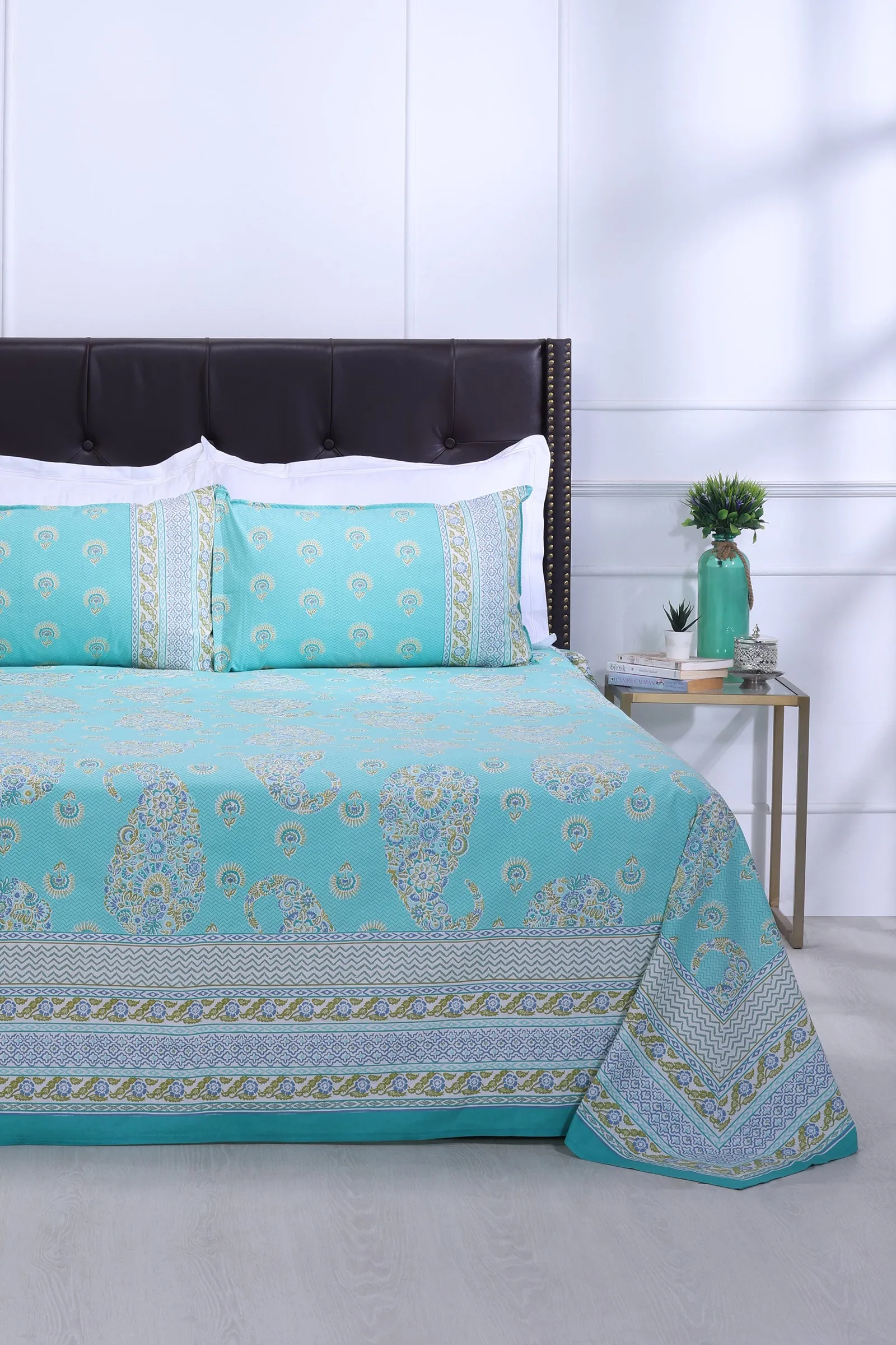 Jazmine Floral Green Cotton Bedsheet