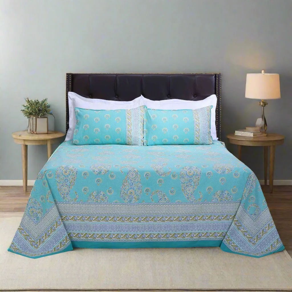 Jazmine Floral Green Cotton Bedsheet