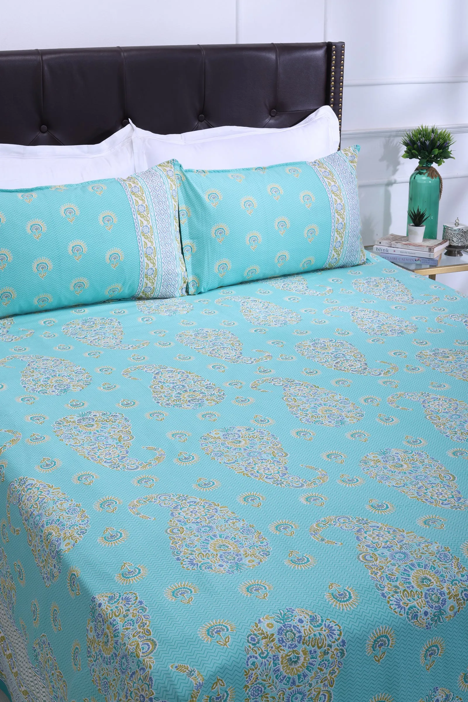 Jazmine Floral Green Cotton Bedsheet