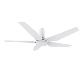 KAJ 48 inch 5-Blade Flush Mount Smart Ceiling Fan with LED Light Kit & Remote - White/White