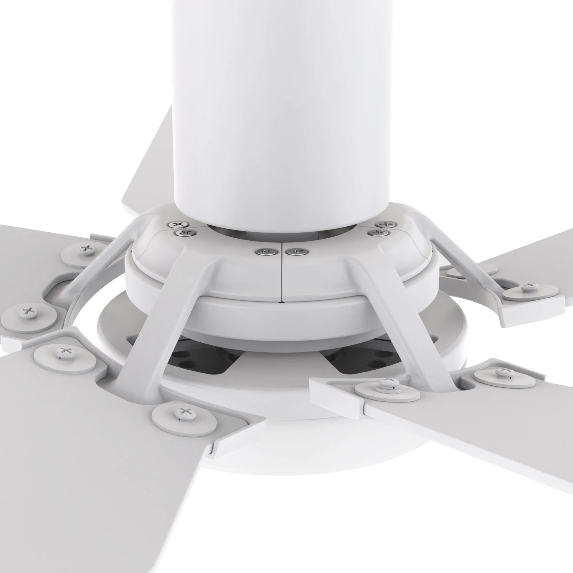 KAJ 48 inch 5-Blade Flush Mount Smart Ceiling Fan with LED Light Kit & Remote - White/White