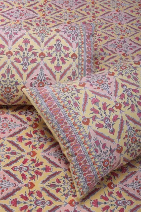 Kalindi Jaal Mustard Cotton Bedsheet