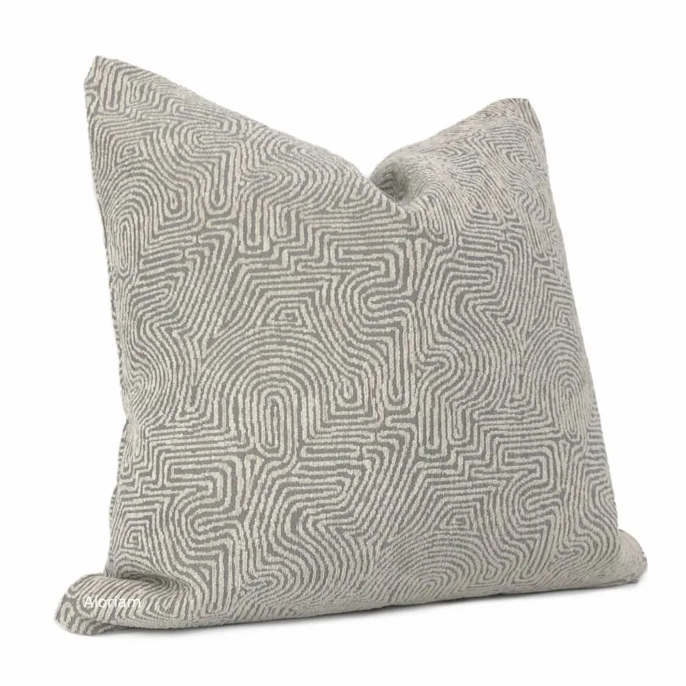 Khandek Gray Tribal Maze Pillow Cover