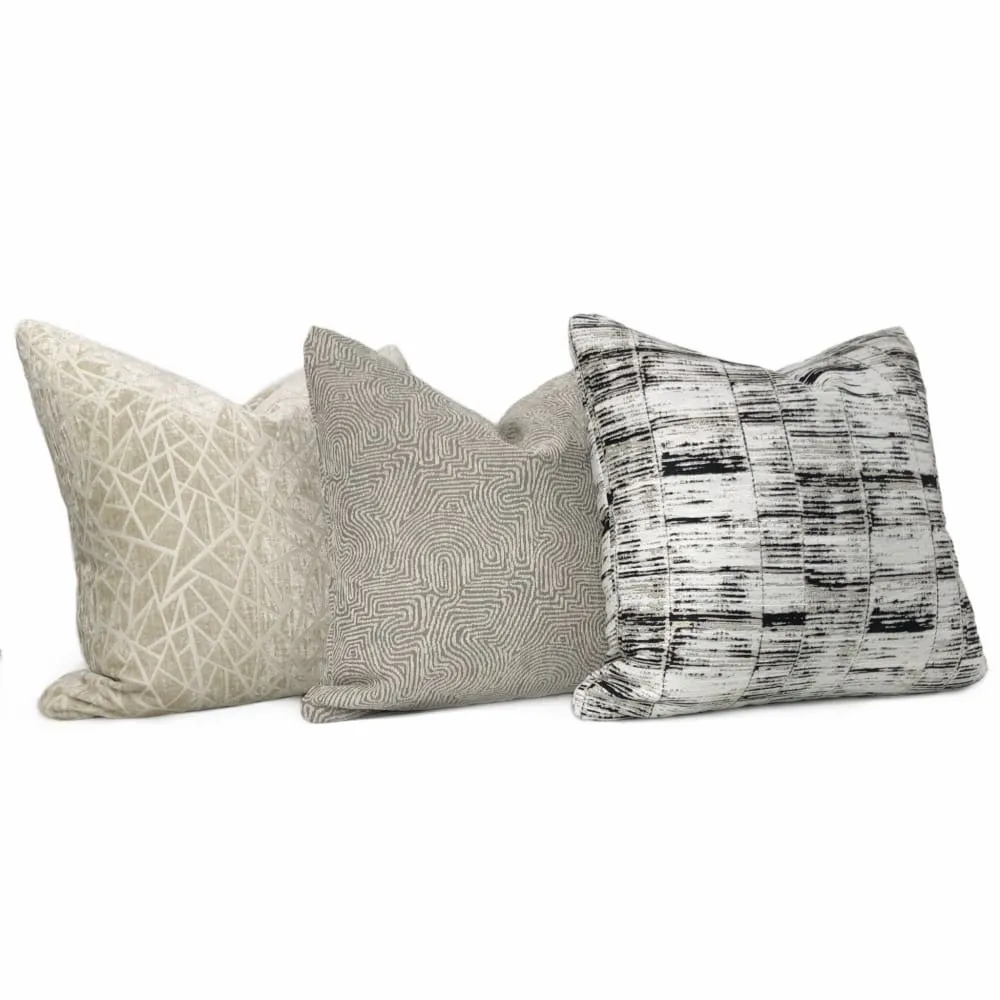 Khandek Gray Tribal Maze Pillow Cover