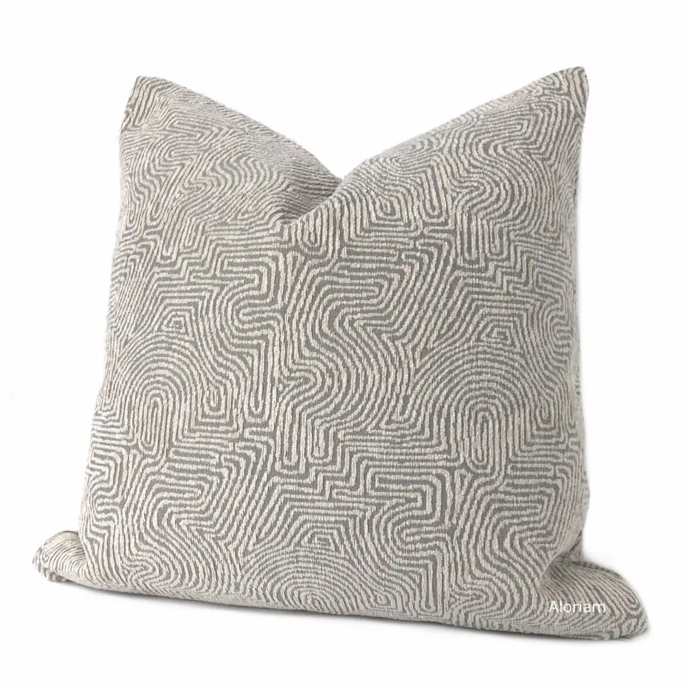 Khandek Gray Tribal Maze Pillow Cover