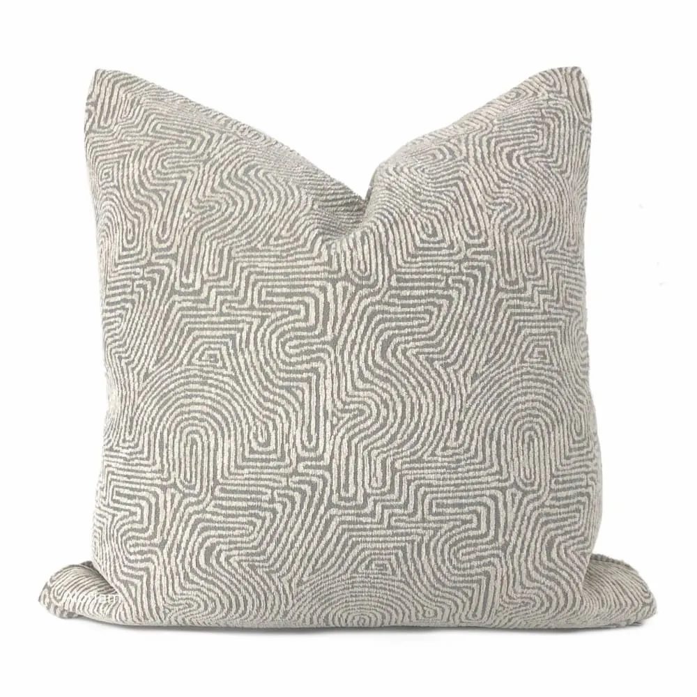 Khandek Gray Tribal Maze Pillow Cover