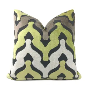 Kittredge Green Gray Cut Velvet Ogee Waves Pillow Cover