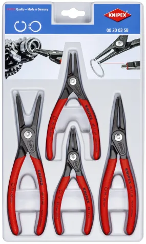 Knipex 00 20 03 SB Precision 4-Piece Circlip Plier Set