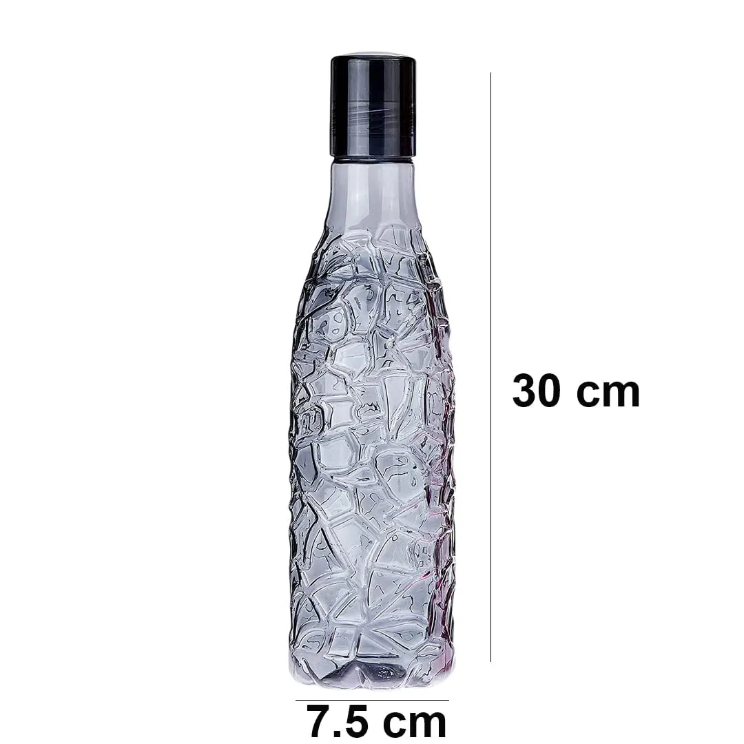 Kuber Industries Set of 4 Plastic Water Bottle | 1 Litre Round Plastic Water Bottle | Refrigerator Safe and BPA free PET Water Bottle |Perfect For School College Work Gym | Pack of 2| Black