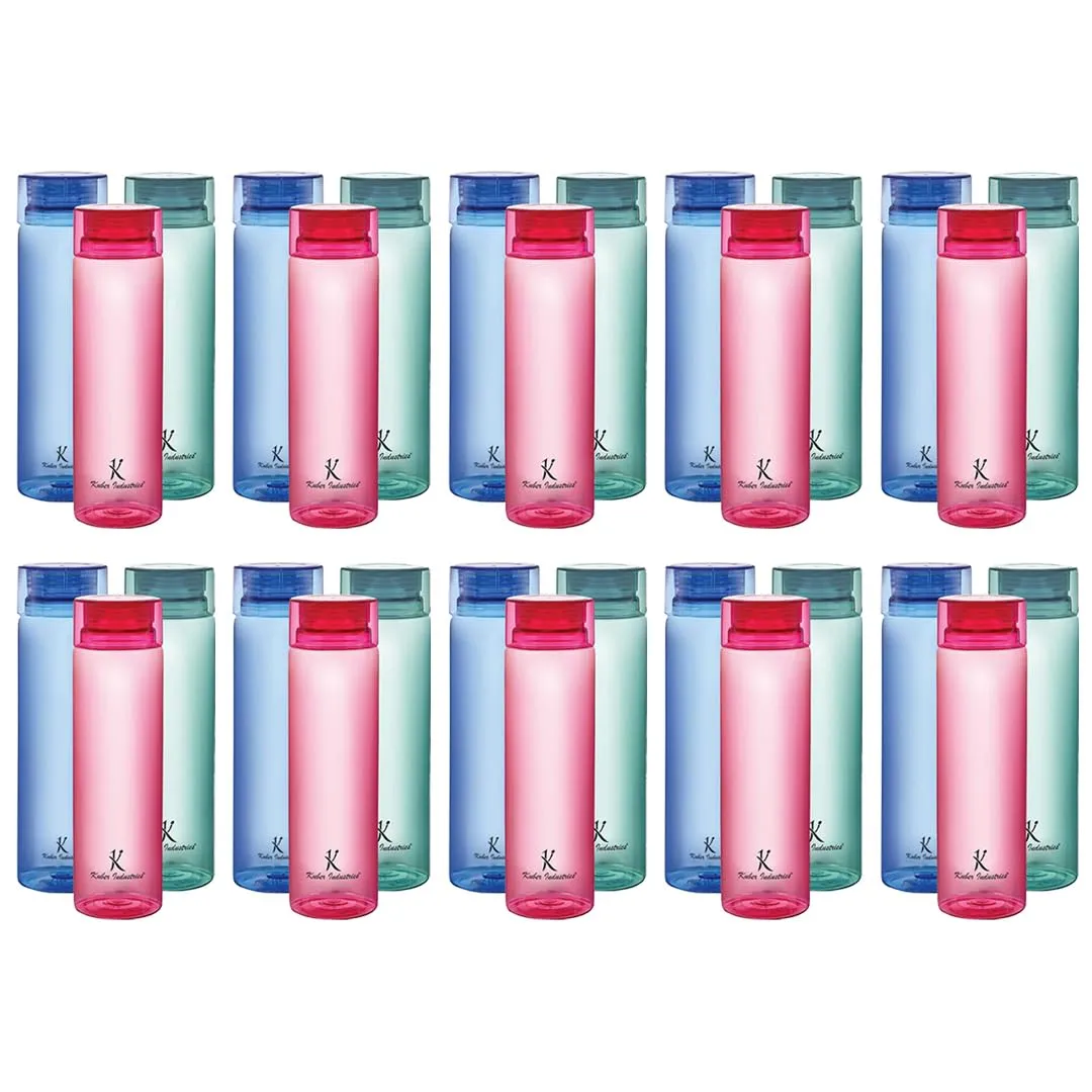 Kuber Industries Set of 6 Plastic Water Bottle | 1 Litre Round Plastic Water Bottle | Refrigerator Safe and BPA free PET Water Bottle |Perfect For School College Work Gym | Pack of 5 | Multicolour