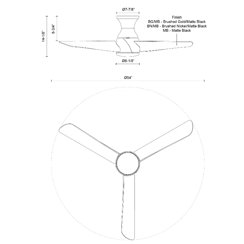 Kuzco HF91954 Thalia 54" Ceiling Fan with LED Light Kit