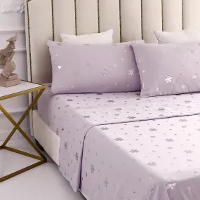 Lauren Taylor - Metallic Printed Sheet Set | Lavender - Silver Flowers