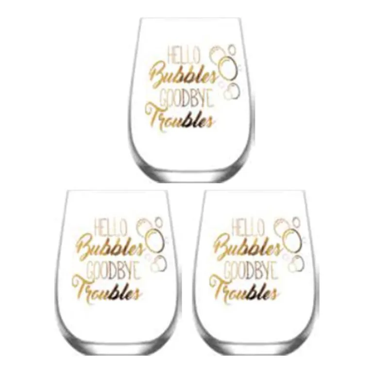 LAV Gaia Wine Glass Set of 3 with Golden Trim, 3 Pcs, 16.2 Oz