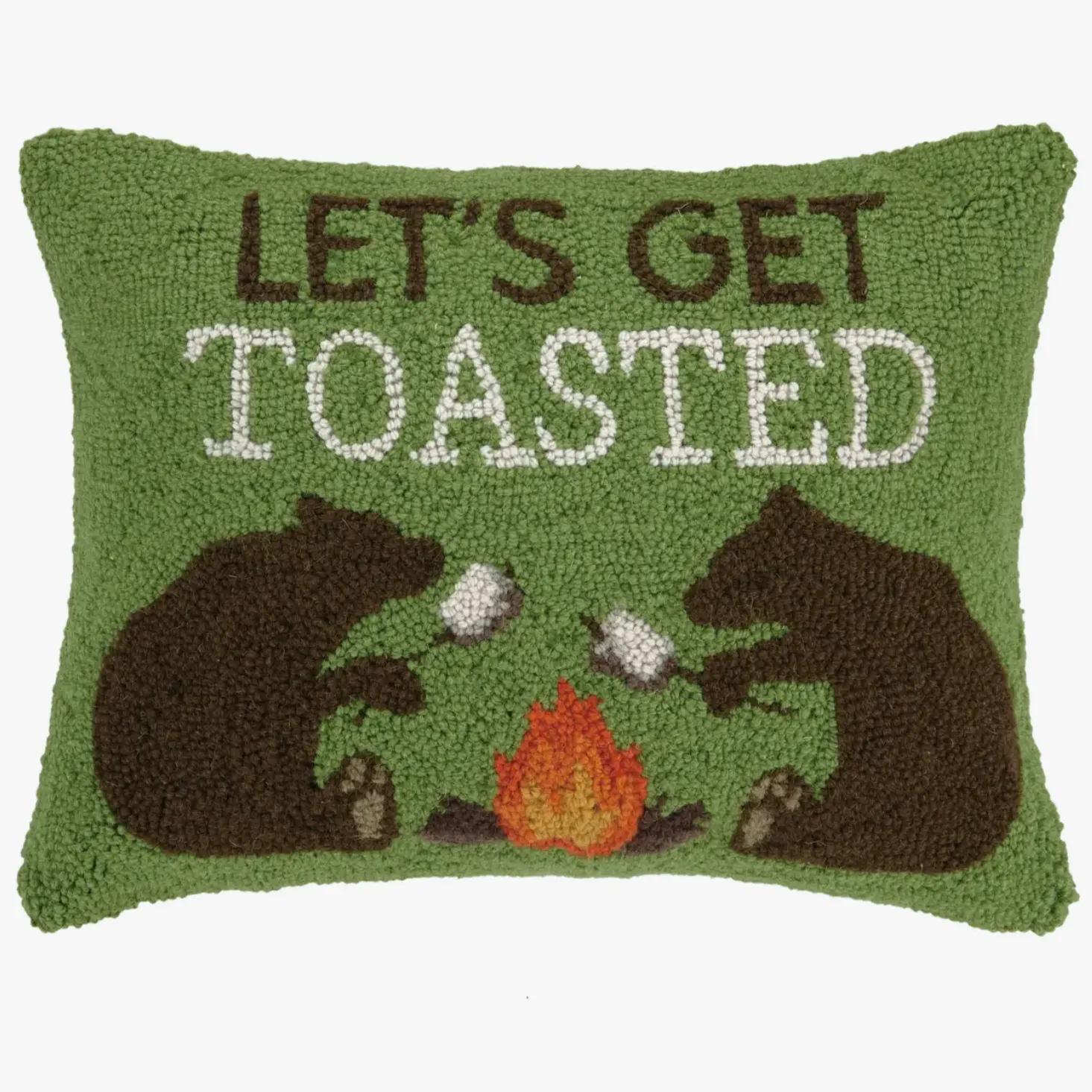 Let's Get Toasted Bears Wool Hooked Pillow