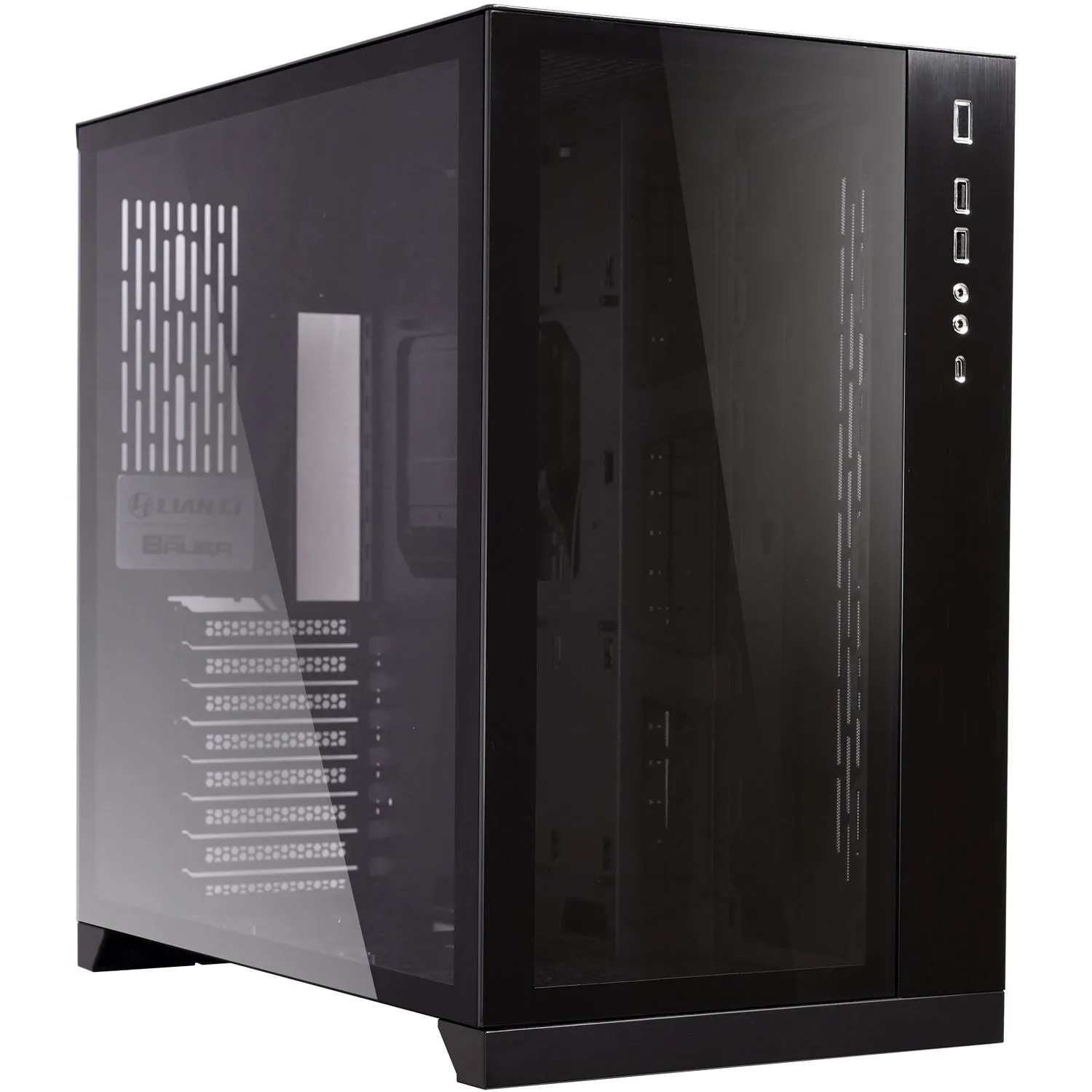 Lian Li ATX Mid Tower Gaming PC Case, Window Side and Front E-ATX Midi Tower Case Black - PCO11DX