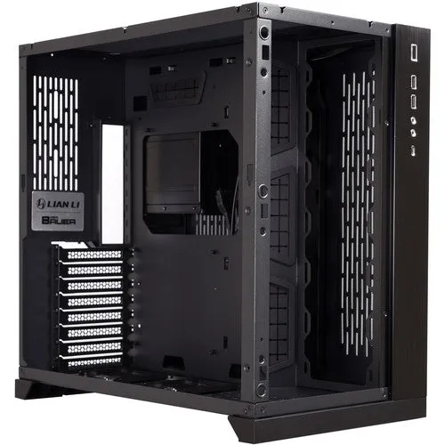 Lian Li ATX Mid Tower Gaming PC Case, Window Side and Front E-ATX Midi Tower Case Black - PCO11DX