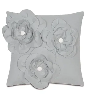 Light Gray Floral Felt Throw Pillow Cover 18x18