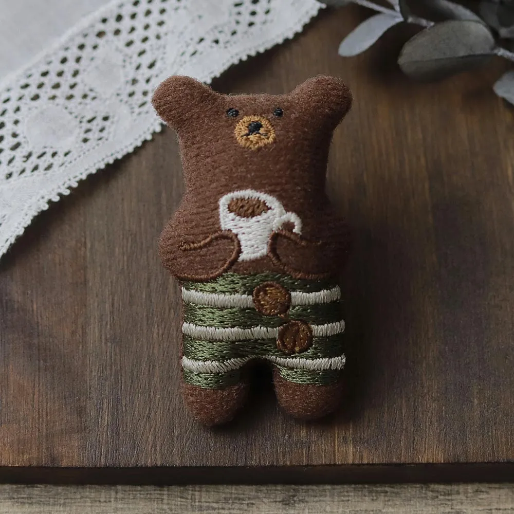 Little Bear and Coffee Padded Brooch