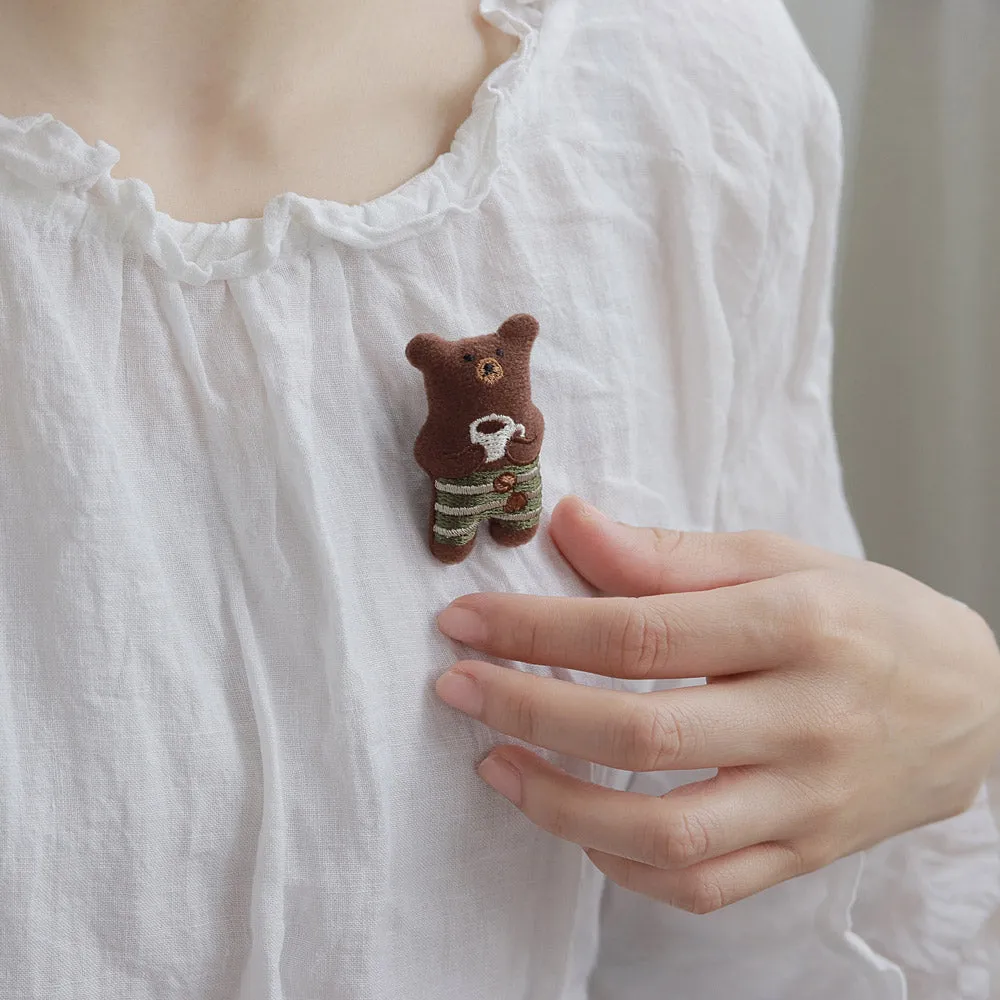 Little Bear and Coffee Padded Brooch