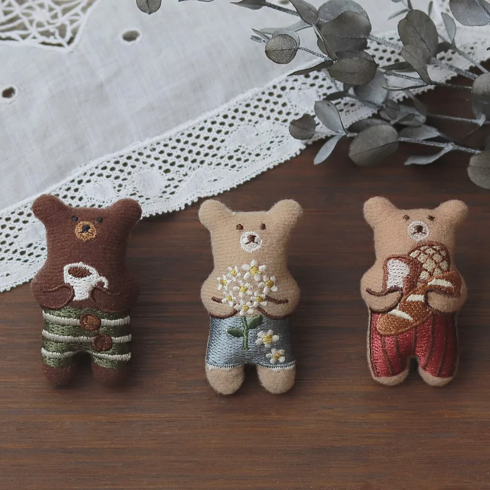 Little Bear and Coffee Padded Brooch